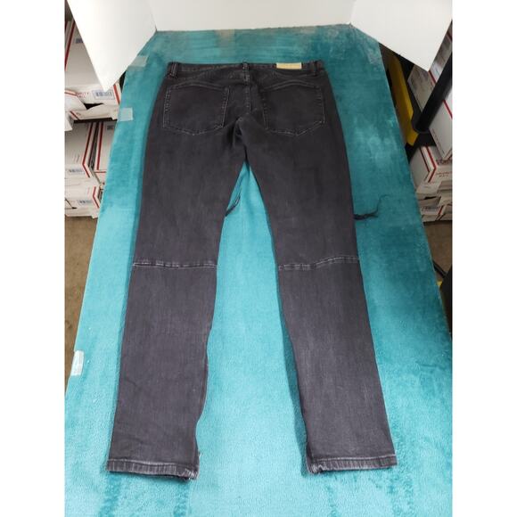 mnml Jeans Size 36x32 Mens Black Pants Distressed Ankle Zip Button Fly Straight - Picture 11 of 13